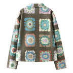 Women's Colorful Floral Jacket with Pockets and Button Details
