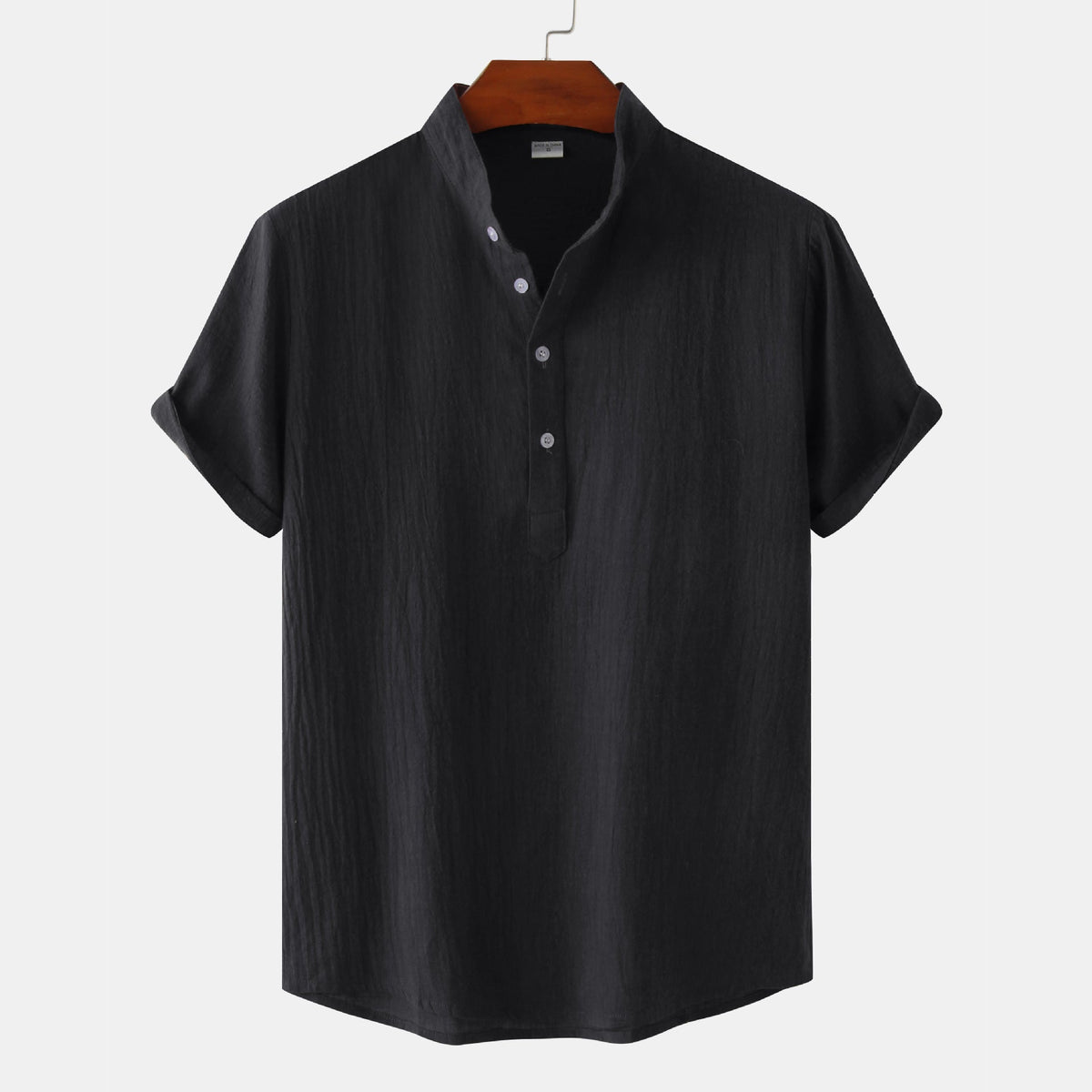Women's Short-Sleeve Shirt with Button Placket and Textured Pattern
