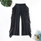 Women's Elegant Beach Pants with Ruffle Details