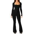 Women's Wide-Leg Bodysuit with Deep Neckline