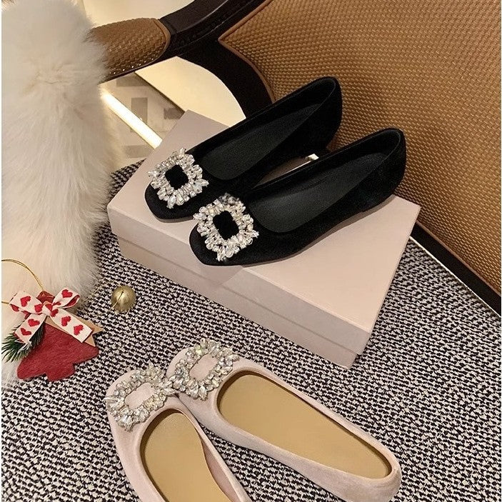 Women's Ballet Flats with Decorative Rhinestone Detail
