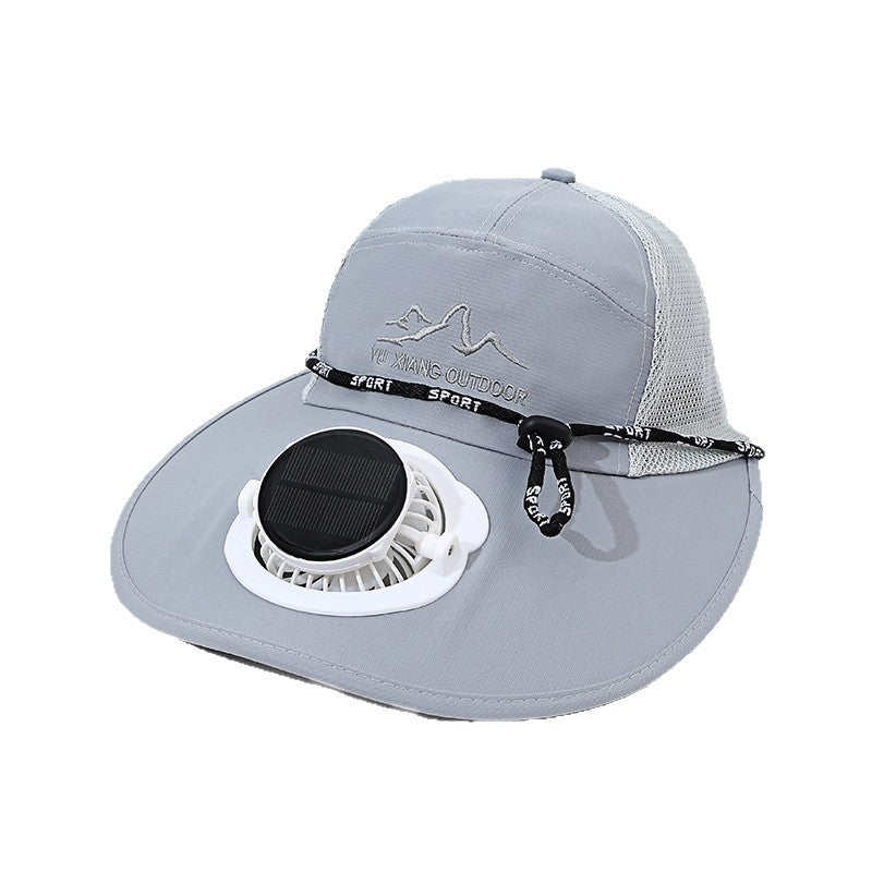 Ventilated outdoor sun hat with solar fan