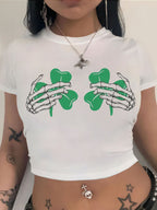 Women's Crop T-Shirt with Fruity Cherry Design and Loose Cut