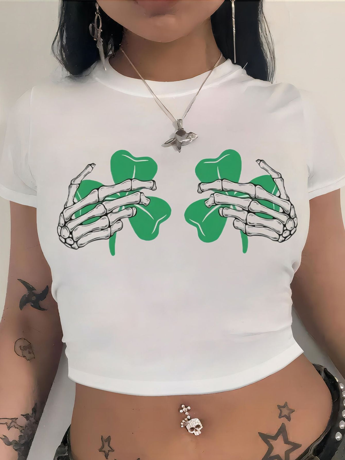 Women's Crop T-Shirt with Fruity Cherry Design and Loose Cut