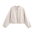 Women's Comfortable Bomber Jacket with High Collar