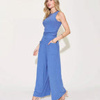 Women's Casual Wide-Leg Jumpsuit with Pockets