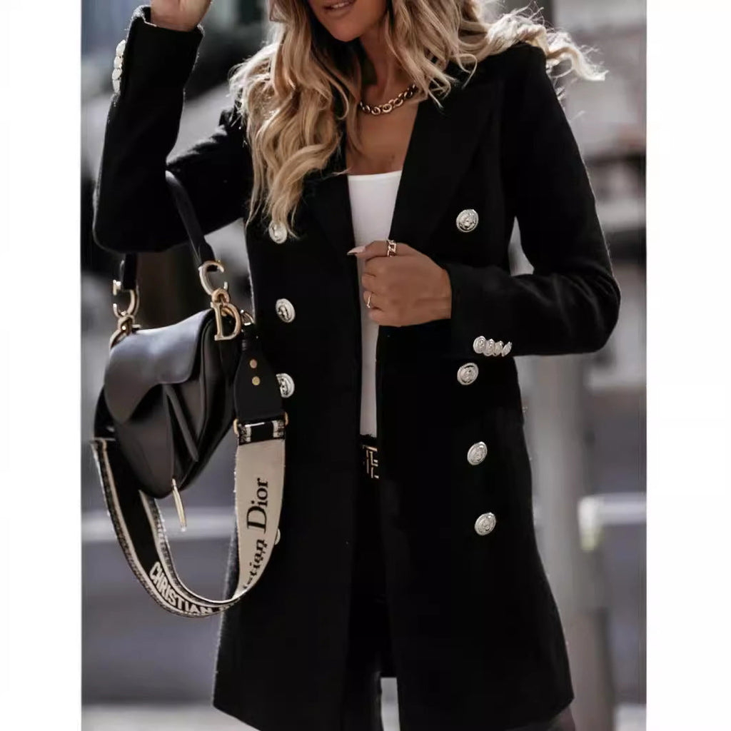Elegant Double-Breasted Wool Coat