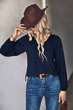 Women's Blouse with Elegant Ruffles and V-Neck