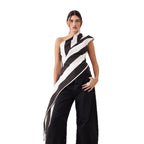 Women's Asymmetrical Wrap Top with Striped Pattern