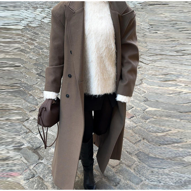Women's Elegant Double-Breasted Trench Coat with Belt