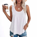 Women's Sleeveless Lace Top with Decorative Pattern
