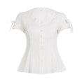 Women's Blouse Shirt with Fashionable Cut and Ruffle Details