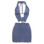 Women's Swim Set with Trendy Bikini Top and Skirt