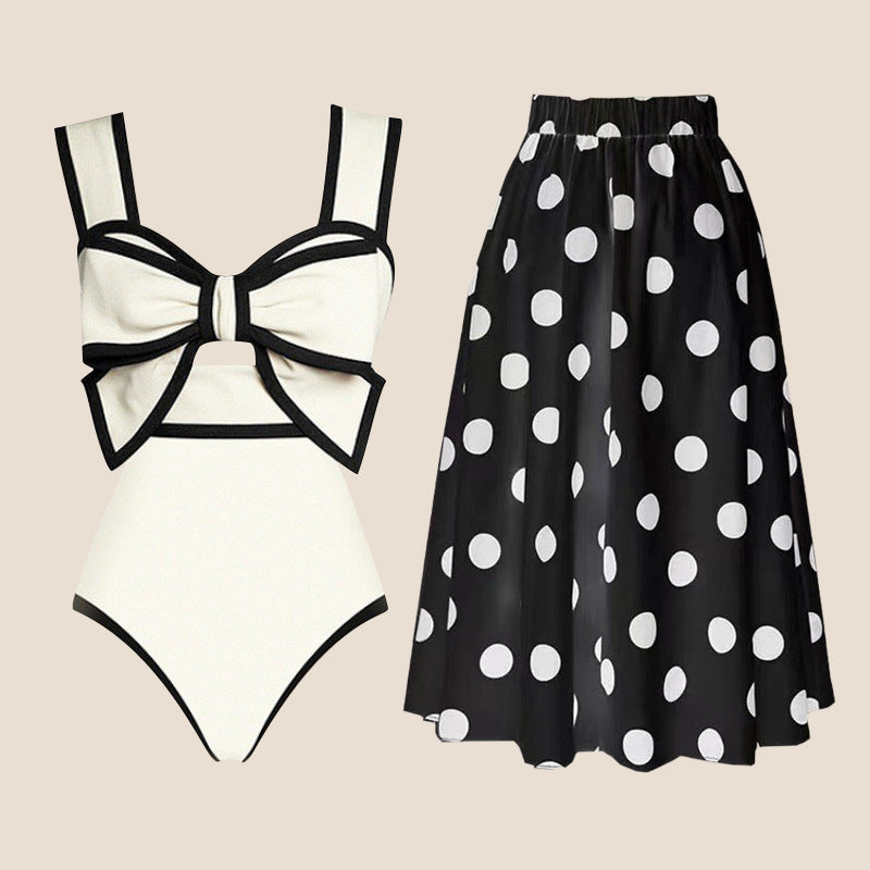 Women's Swimsuit with Fashionable Arch Design and Matching Skirt