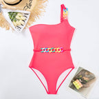 Women's Asymmetrical One-Piece Swimsuit with Decorative Details