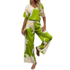 Women's Airy Floral Print Pantsuit with Elastic Waistband