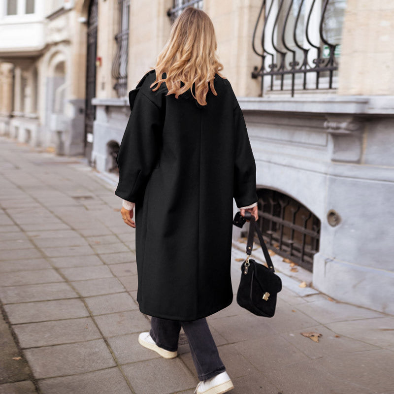 Women's Elegant Minimalist Oversized Coat with Structured Details