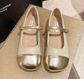 Women's Ballet Flats with Strap and Metallic Toe Cap