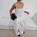 Women's Airy Lounge Set with Romantic Embroidery
