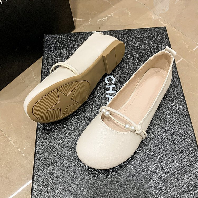 Women's Ballet Flats with Elegant Pearl Embellishments