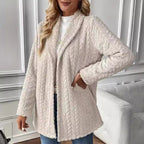 Elegant and Casual Plush Jacket with Textured Design