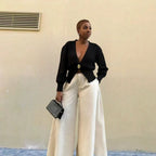 Elegant V-Neck Cardigan with Decorative Button