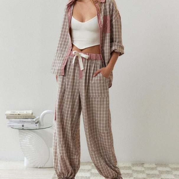 Women's Casual Plaid Set