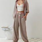 Women's Casual Plaid Set