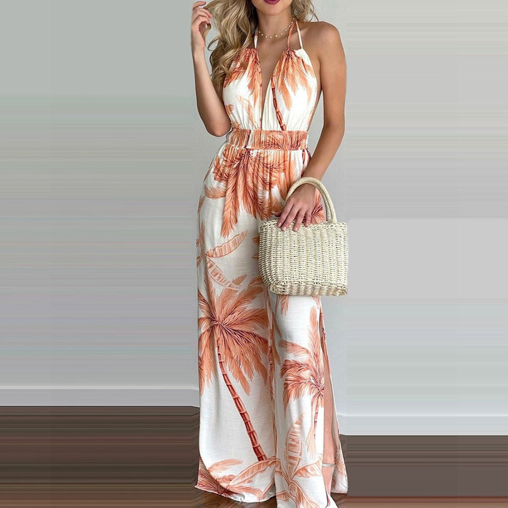 Elegant Jumpsuit with Spaghetti Straps and High Side Slits