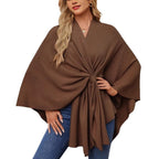 Women's Elegant Wrap Sweater with Asymmetrical Cut