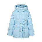 Women's Fashionable Padded Winter Coat with Belt and Hood