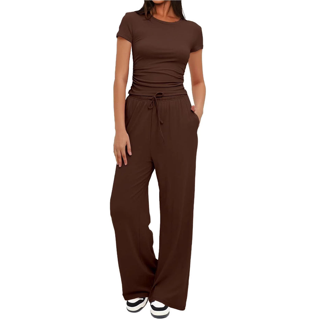Women's Comfortable Leisure Set with Elastic Waist and Cozy Top