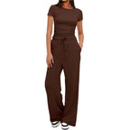 Women's Comfortable Leisure Set with Elastic Waist and Cozy Top