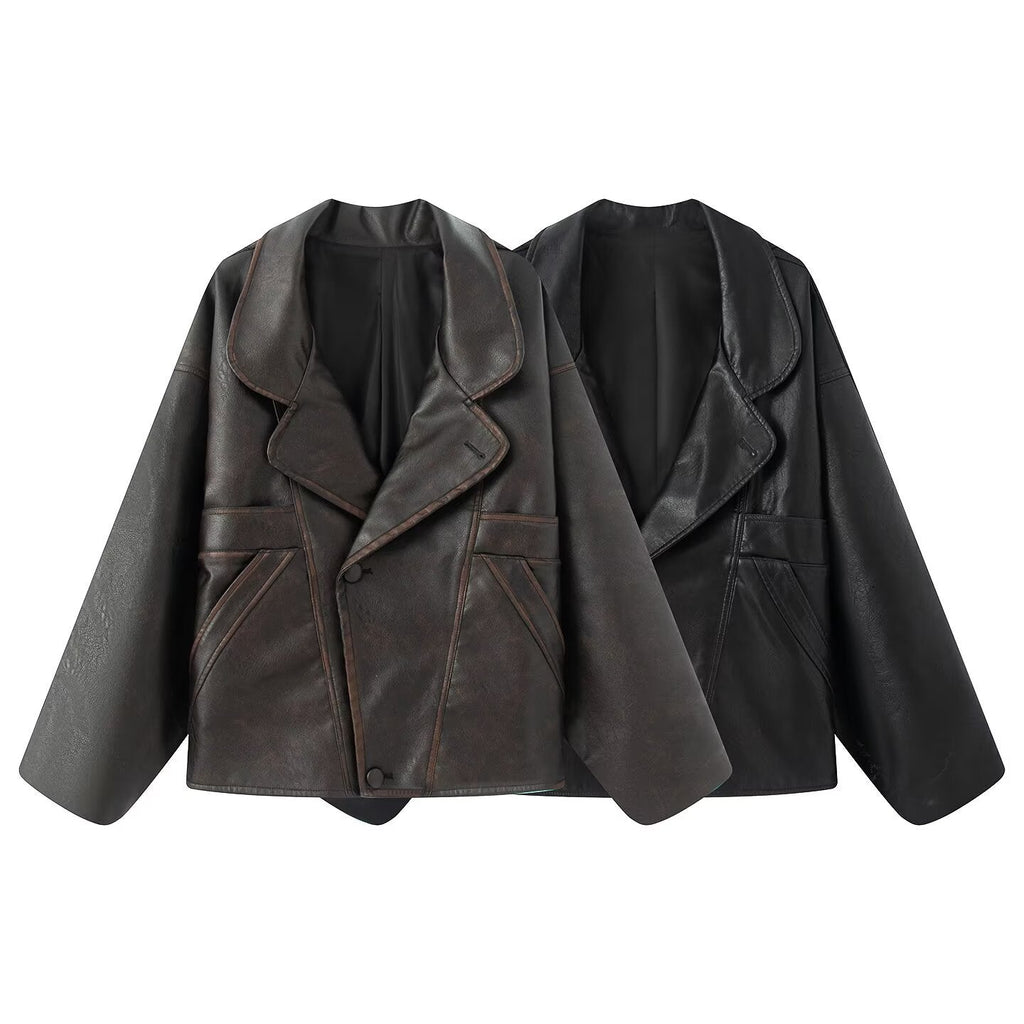 Women's Elegant Oversized Faux Leather Jacket