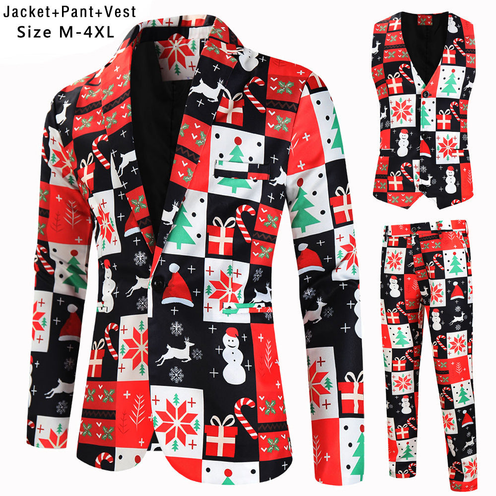 Festive Suit Set with Holiday Pattern