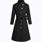 Women's Elegant Wrap Coat with Unique Collar and Belt