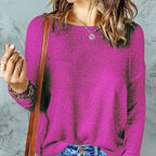 Women's Chunky Knit Sweater with Wide Fit and Decorative V-Neck