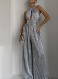 Women's Jumpsuit with Elegant Wrap Design and Pleats