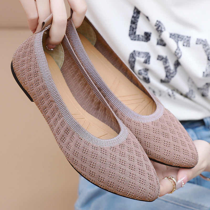 Women's Ballet Flats with Breathable Knit and Flexible Sole