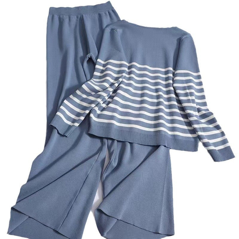 Women's Cozy Striped Knit Loungewear Set