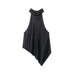 Women's Asymmetrical Top with Elegant Collar