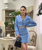 Women's Blazer Set with Tailored Jacket and Fitted Skirt