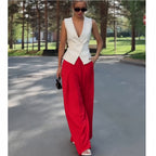 Women's Elegant Blazer and Wide-Leg Trouser Set
