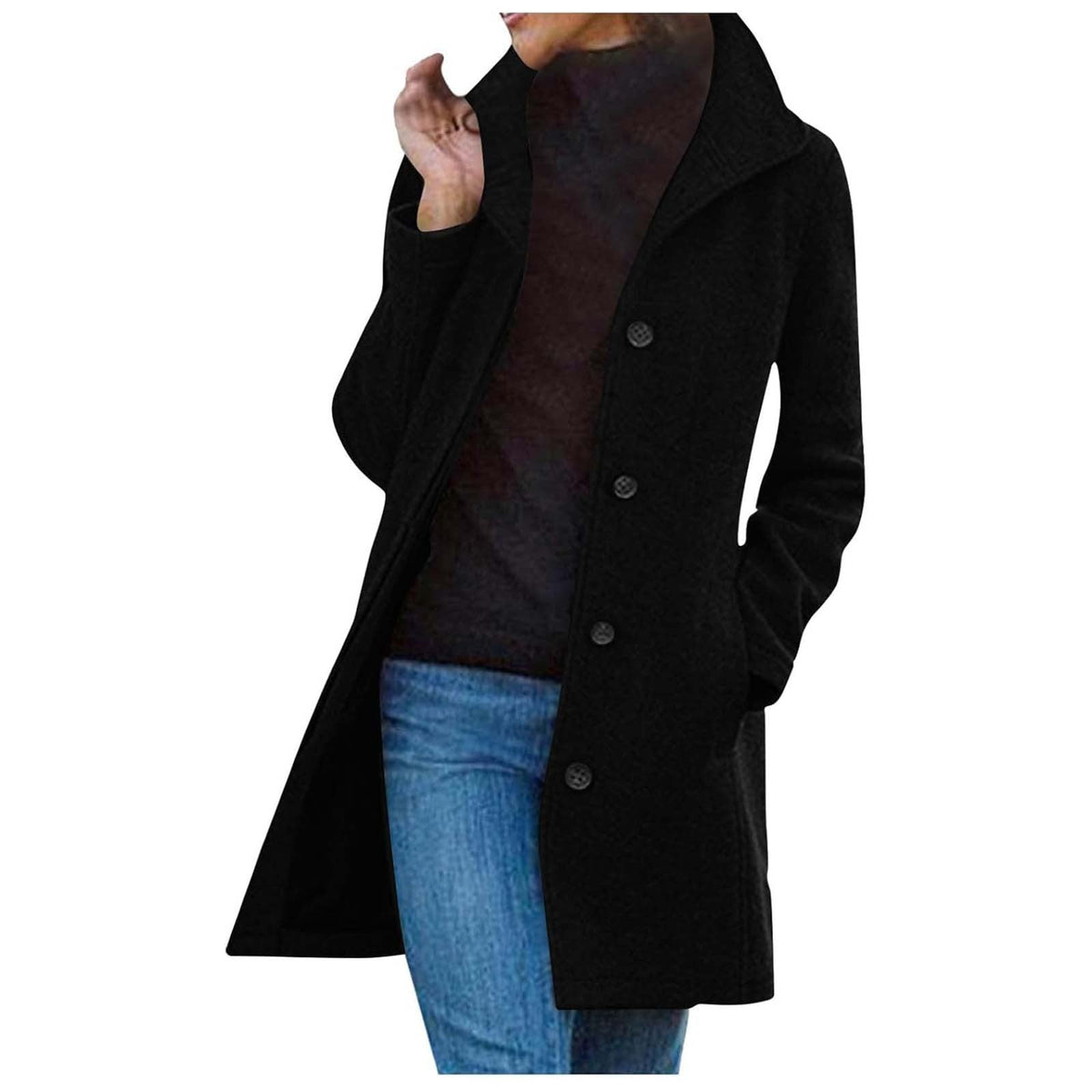 Women's Fashionable Coat with Chic Lapel and Practical Pockets