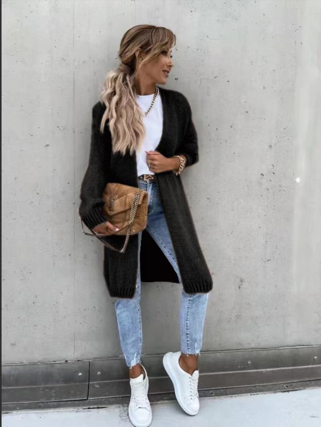 Women's Chunky Knit Cardigan with Loose Fit