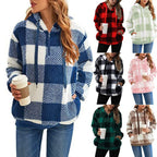 Women's Cozy Plaid Coat with High Collar