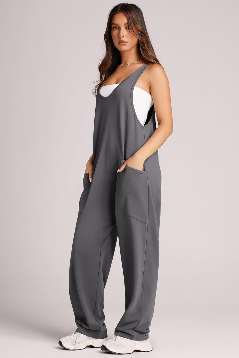 Women's Jumpsuit with Pockets and Stretch Fabric