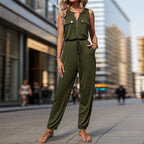 Women's Jumpsuit with Functional Pockets and Zipper