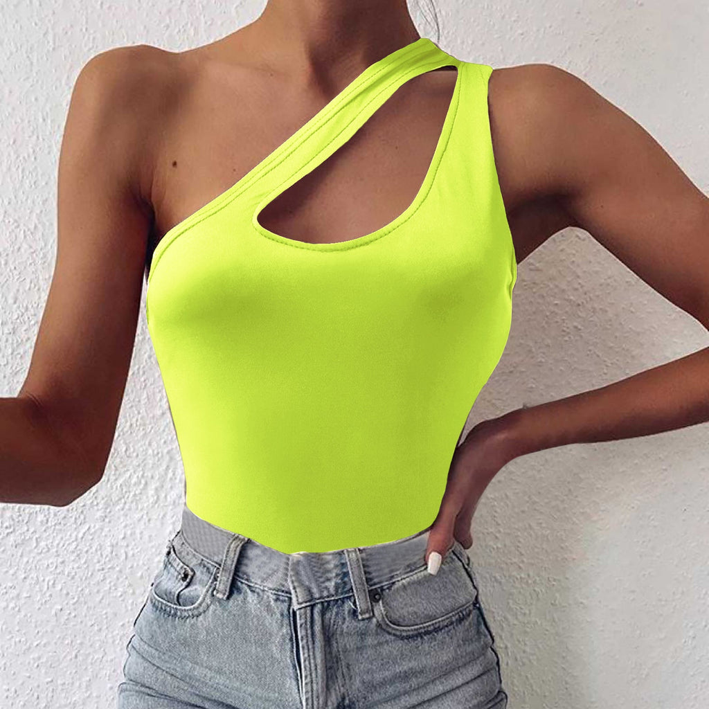 Women's Asymmetrical Bodysuit with Fashionable Cut-Out