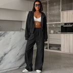Cropped Hoodie and Wide-Leg Jogger Set